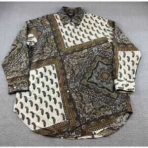 Y2K Emanuel Ungaro Liberté L Multicolor Paisley Pattern Button Down Shirt‎
